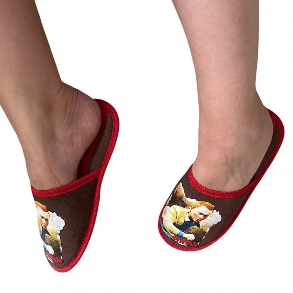 Tintin Brown & Red Women Slip-On Slippers women size 35